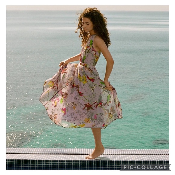 Anthropologie Floral Midi Dress - Lavender and Multicolor - Picture 3 of 14